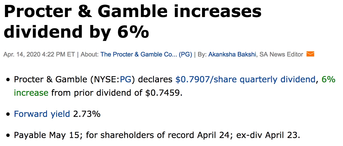 hausse de dividende procter and gamble