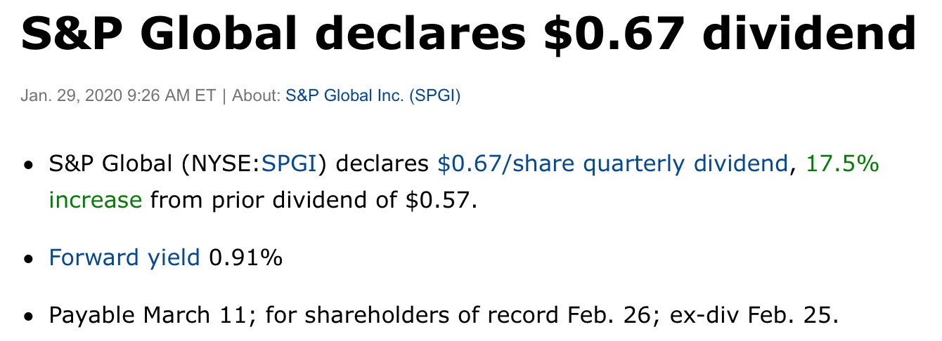 s&p global augmentation de dividende