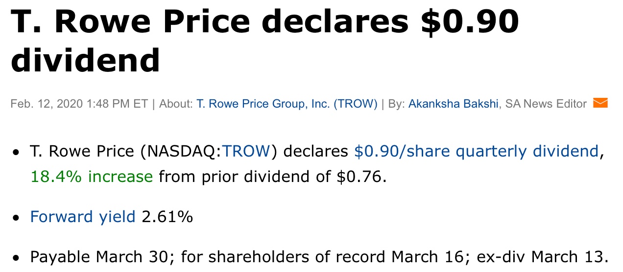 trow augmentation dividende