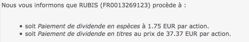 Distribution dividendes Rubis