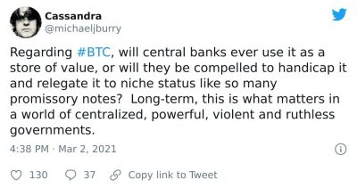 michael burry bitcoin central banks tweet