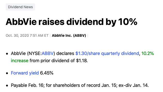hausse dividendes Abbvie
