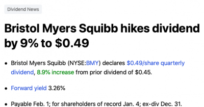 dividende bristol myers 2021