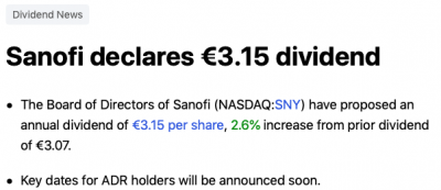 Sanofi dividende 2021