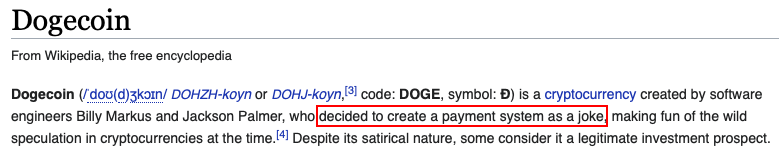 dogecoin wiki blague