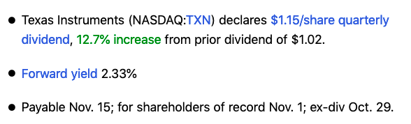 Texas Instruments dividendes 2021