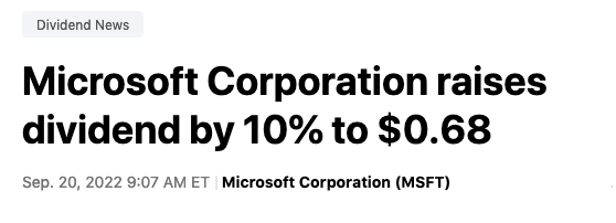 Microsoft hausse dividende 2022