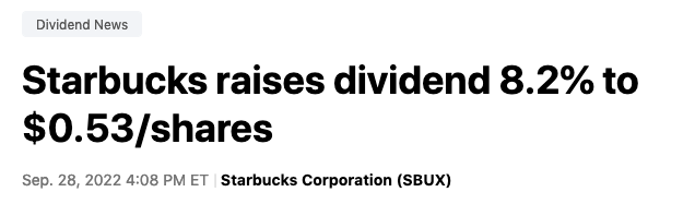 Starbucks hausse dividende 2022