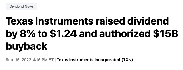 Texas hausse dividende 2022