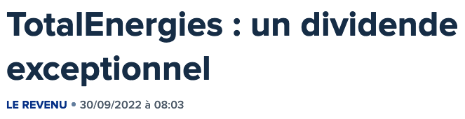 Total dividende exceptionnel 2022