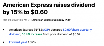 American express hausse dividende 2023