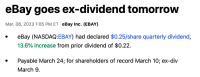 ebay hausse dividende 2023