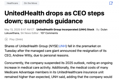 Unitedhealth titre guidance suspendue