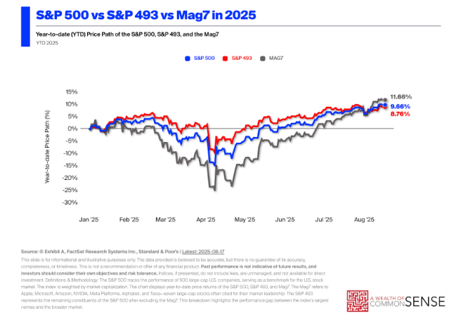 SP500 VS MAG 7 VS 493 performance 2025
