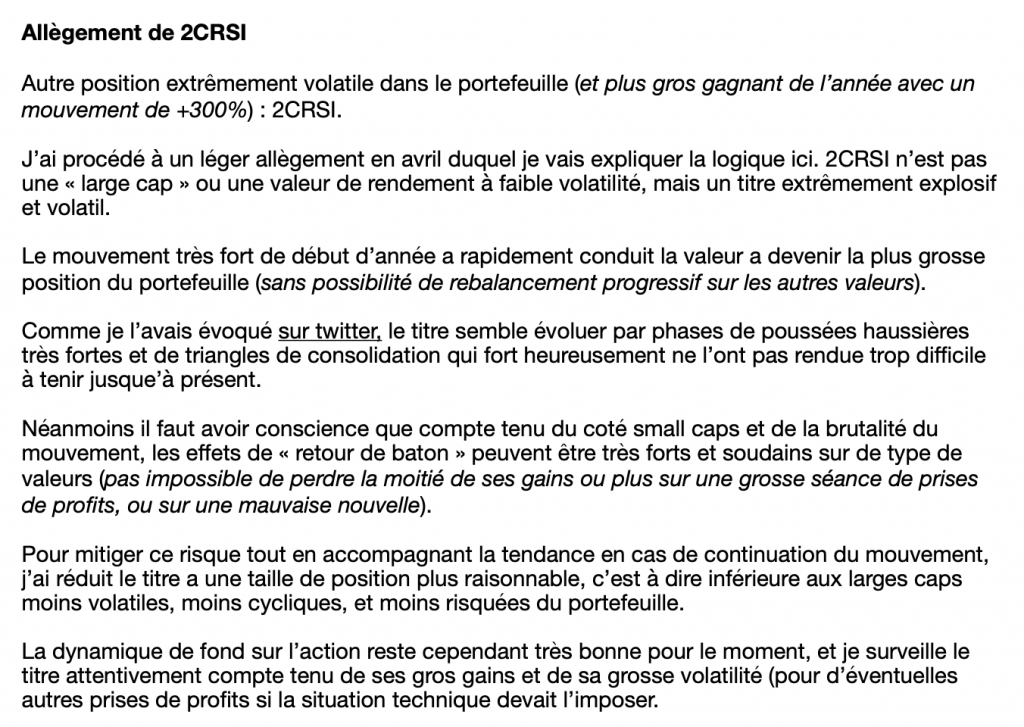 Extrait de la newsletter du mois de mai