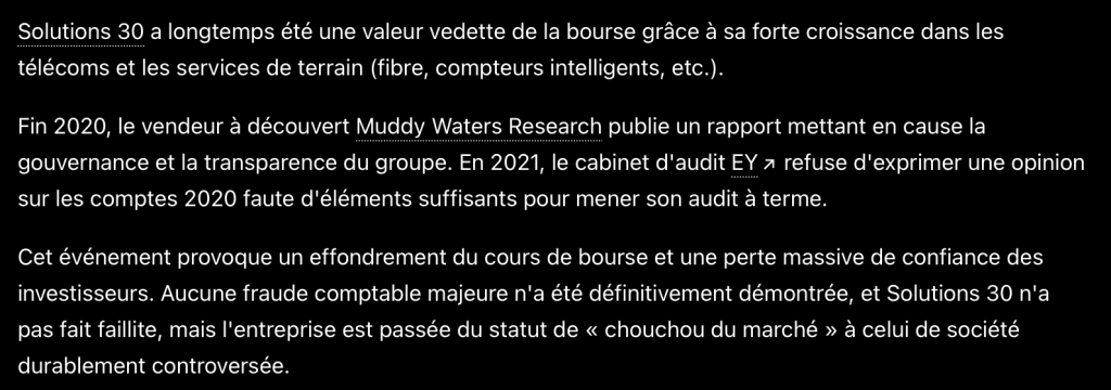 Résumé affaire Solutions 30